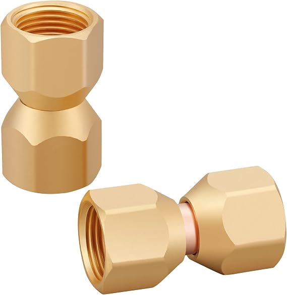 2 PCS Brass 1/2" Female Flare Swivel Adapter, Tube Fitting, Valve Connector