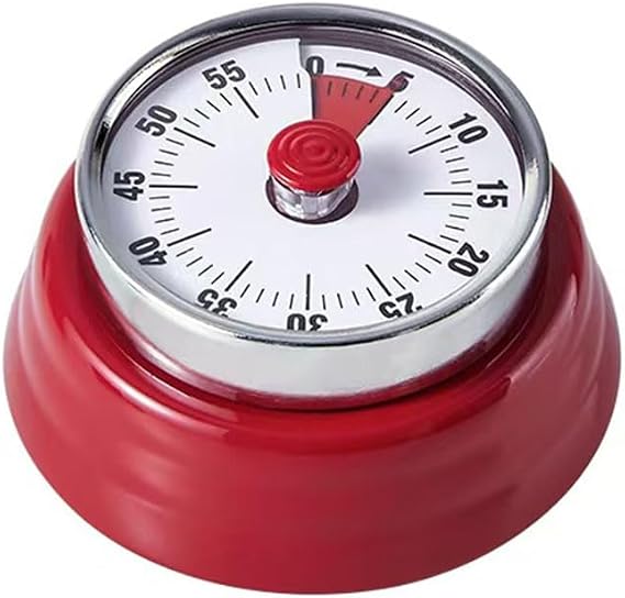 Visual Kitchen Timer with Loud Alarm Magnetic Countdown Timer No Batteries Required Japance Design - Easy Cooking Countdown (Red)