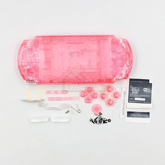 NEW Replacement PSP 3000 Console Full Housing Shell Cover with Button Screws Set -Clear Pink.