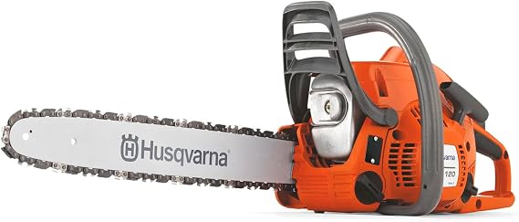 Husqvarna 120 Mark III Gas Chainsaw, 38-cc, 2-Cycle X-Torq Engine, 14 Inch Chainsaw with Automatic Oiler, For Wood Cutting and Tree Pruning, 970739614