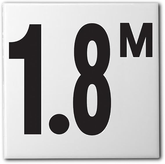 Ceramic Swimming Pool Waterline Depth Marker " 1.8 M " Smooth Finish, 4 inch Font