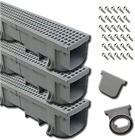 Polylok Grey Heavy Duty 4ft Trench Drain Kit (3 Pack / 12 Linear Feet)