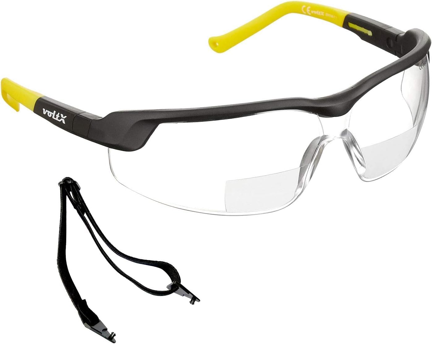 voltX GT ADJUSTABLE 2020 model Bifocal Reading Safety Glasses Clear Lens 2.5, UKCA & CE EN166FT Certified, Anti fog coated, UV400 Lens, Scratch resistant, Tilt and length adjustable earstems.