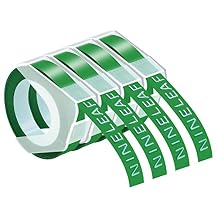 NineLeaf 4 Pack Compatible for Dymo 520103 9mm 3D Embossing Label Maker Tape 38 White on Green 3D Plastic Labels for Organizer Xpress Pro, MoTEX E101 E404, Office Mate II