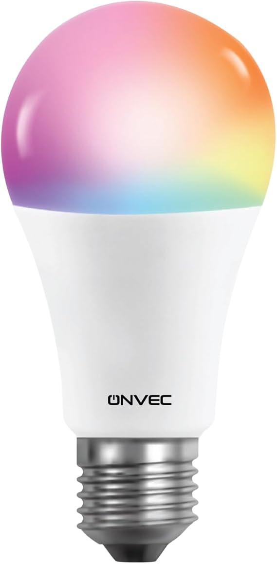 Onvec 2Gen Tuya Wifi+Bluetooth Destekli 9 W Rgb Çok Renkli Akıllı Led Ampul, 2.4 GHz, Onvec, Amazon Alexa ve Google Home Uygulamarıyla Çalışır, Rengi Değiştirilebilir [Enerji Sınıfı A+]