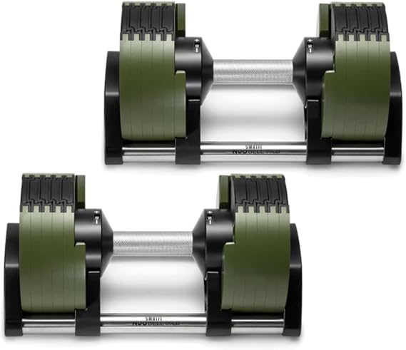 SMRTFT NUOBELL Adjustable Dumbbells 5100 lb Set | Original NUOBELL | 26 Weights in 1 for Home Gym Strength Training | Steel-Knurled Handle | Space-Saving Dumbbell Set of 2 |