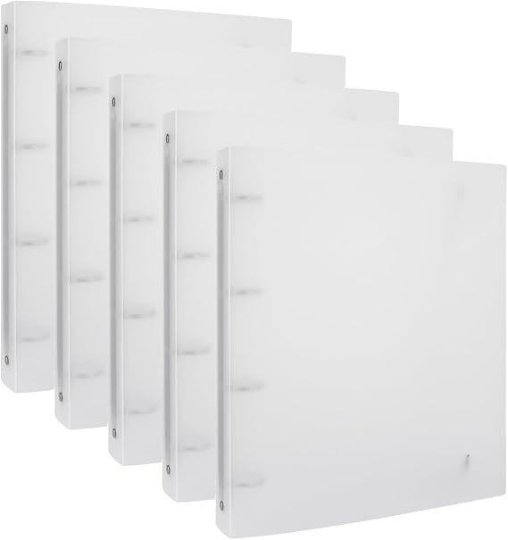 5PCS A4 4 Ring Binder Cover Clean Transparent Soft PVC for Refillable Notebook Shell withMatte surfaceforStamp & Die Storage Overall Size(Folded) 27x32.8x4cm/ 10.6x12.9x1.6inch