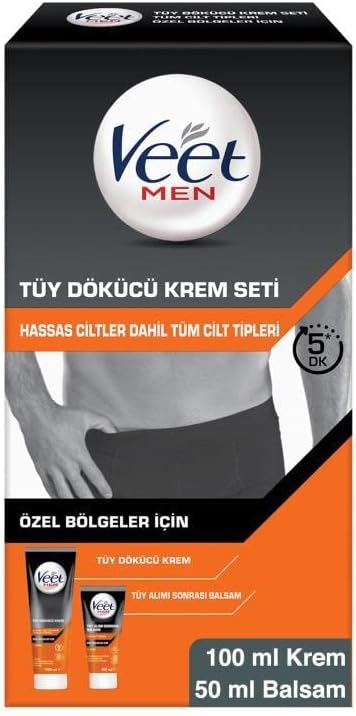 Veet Men Özel Bölgeler İçin Krem & Balsam Tüy Dökücü Krem SETİ 100 + 50 ML, Tüy Dökücü