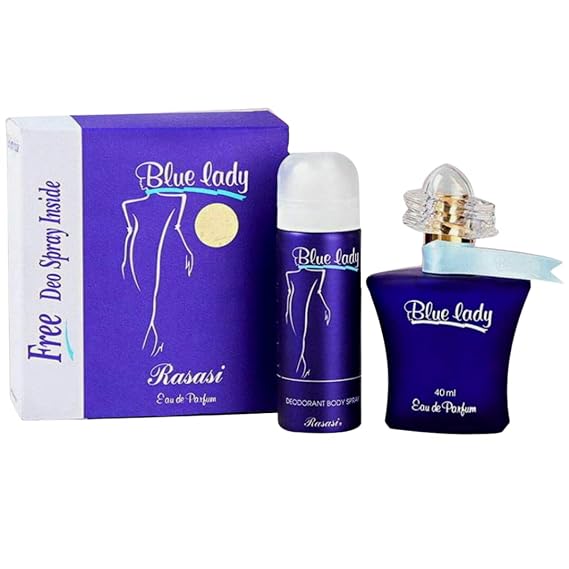 RASASI Blue Lady EDP 40ml with DEO 200ml | Unique Refreshing Mint and Citrus Notes with warm Woody notes