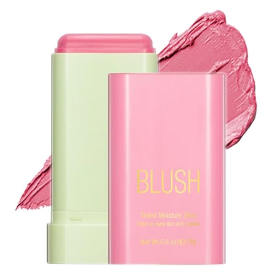 Mysense Pink Cream Blush Stick, Multi-use Makeup Blush Stick for Cheeks Lips Eyes, Solid Moisturizer Stick Blush Makeup Natural Matte Finish Waterproof Long-Lasting, 01 Shy Pink