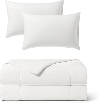 REST Buy 2 GET 30 Percent Off: Evercool Comforter Plus Pillowcases Bundle at 30% Discount, in Arctic White, Queen Size