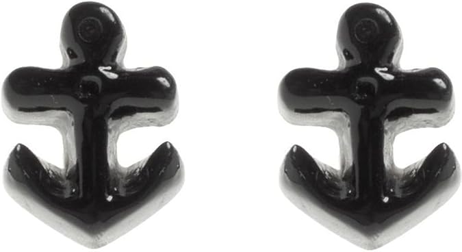 Black Anchor Stud Earrings from Sourpuss Clothing