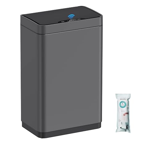 Mbillion Sensor Bin Touchless Kitchen Bin 50L Automatic Motion Sensor Trash Can Stainless Steel Smart Trash Bins with Lid Rectangular Touchless Garbage Bin for Kitchen Bedroom Home Office (Gray)