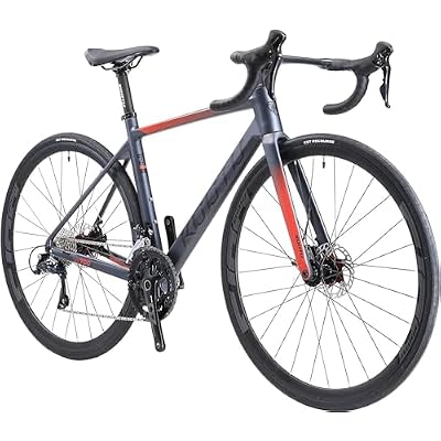 KOOTU Carbon Road Bike, 700C Carbon Fiber Frame Racing Bicycle Lightweight Racing Road Bike with Shimano Sora R3000, 18 Speed for Women and Men