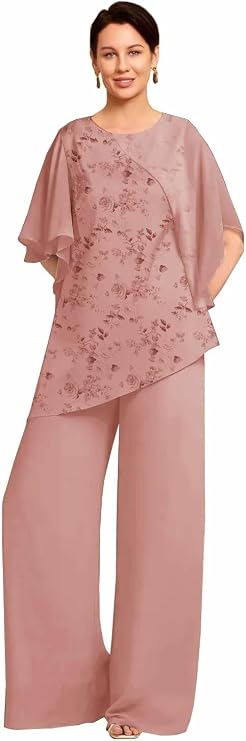 Xyiveaf 2 Pieces Mother of the Bride Pant Suits Floral Mother of the Groom Pantsuit for Women Dressy Wedding Guest Outfits