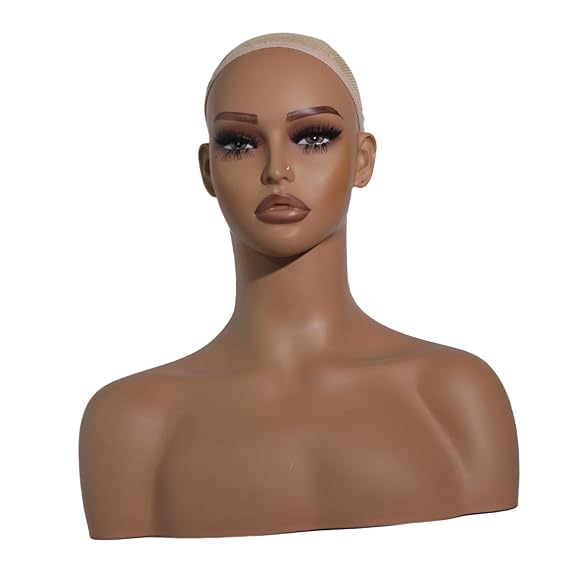 Realistic Female Mannequin Head Manikin Wig Display Stand Making Styling,Wig Holder for Scarf Jewelry Beauty Salon Adults Men