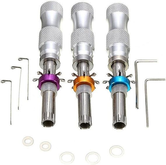 3 Pieces Kit Locksmith Tool 7 Pin Advanced Extended Tubular Lock Pick Set Emergency Padlock Tool Cross Pick Random Color
