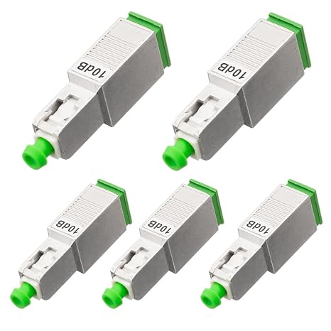 5Pcs SC Fiber Attenuator 10dB, SC/Green Singlemode Fixed Fiber Optic Attenuator Male-Female