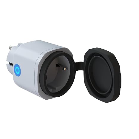 WiFi Outdoor Socket Smart Socket with Current Measurement Timer Function IP44 Outdoor Socket Waterproof Supports Remote Control Compatible with Alexa and Google Home (White Pack of 1)