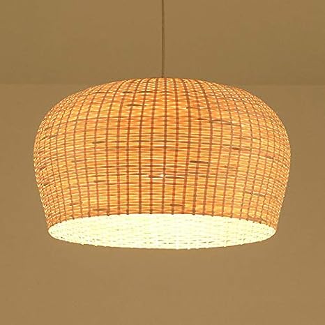 LITFAD LED Pendant Light Single Light Dome Shape Ceiling Light Rustic Rattan Pendant Lighting Modern Weave Ceiling Hanging Light for Dining Room Restaurant Living Room - 12"