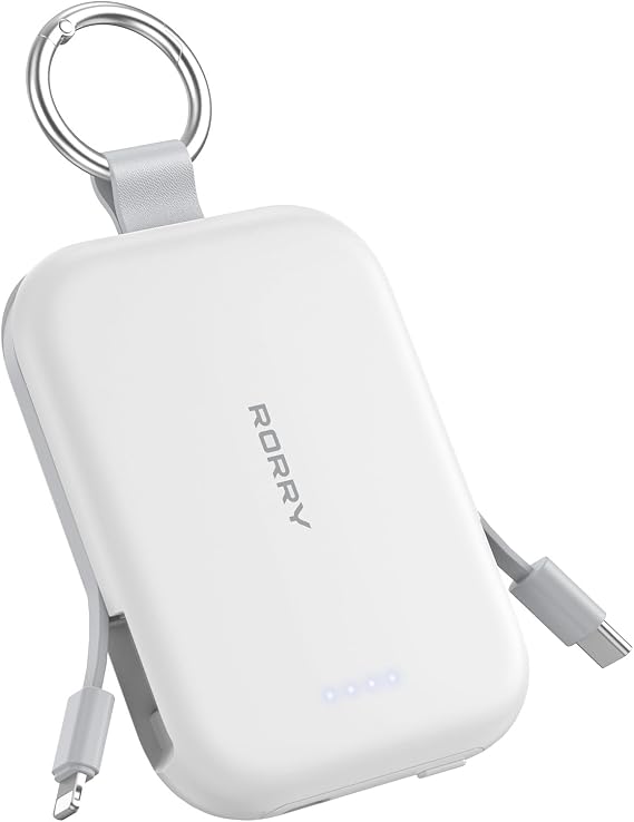 RORRY CharmGo Portable Charger, 5000mAh Power Bank with Built-in Cables