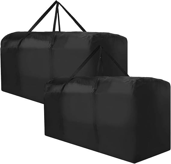 K-Musculo Outdoor Cushion Storage Bag,2Packs Waterproof Upgrade 420D Oxford Cloth with Handles Protective Zipper,Patio Cushion Storage Bag(Black 68" x 30" x 20")