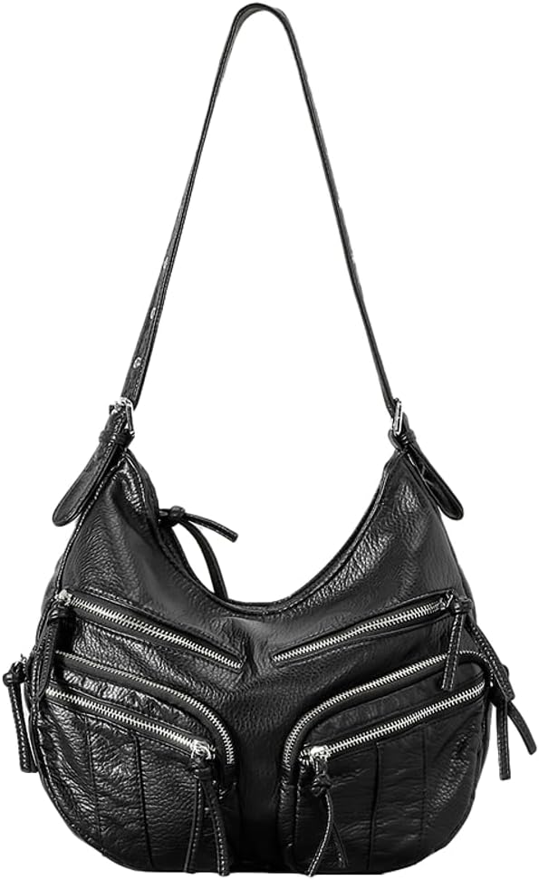 Womens Soft Vegan Leather Shoulder Bag Large Vintage Tote Purse Multi Pocket Y2k Crossbody Handbag Messenger Satchel