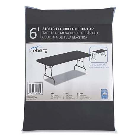 Iceberg iGear Stretch Fabric Table Top Cap Cover, 6 ft, Black