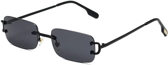Frameless Sunglasses Rectangular Lenses Metal Frame UV400 Protection Retro Unisex QVK-5225