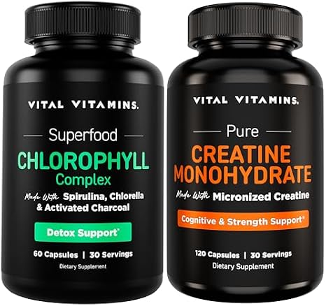 Vital Vitamins Chlorophyll Complex 60 ct + Creatine Capsules 120 ct