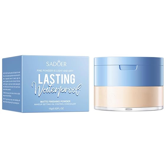 SADOER, Silky Matte, Loose Finishing Powder, Oil Control Concealing Invisible Pore Flashback-Free Finish, Ivory White & Natural, 15g ((Natural color), 15g)