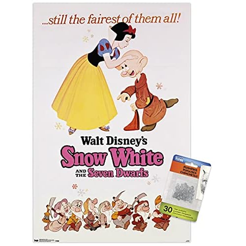 Trends International Disney Snow White and the Seven Dwarfs - Still the Fairest One Sheet Wall Poster, 14.72 x 22.37, Premium Poster & Push Pin Bundle