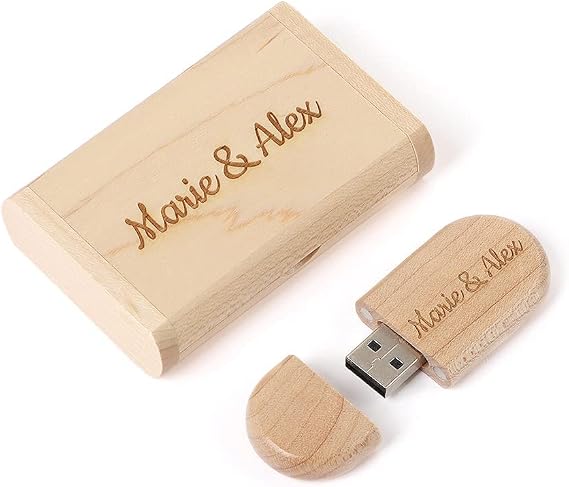 Customized Personalized U Disk Customize Personalised Laser Engraved Solid Wooden USB Flash Drive USB Box Wedding Ceremony,Company Customization,Personal Gift (16G, Maple)