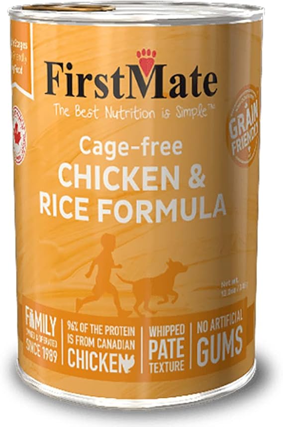 FirstMate, Cage-Free Chicken and Rice Grain-Friendly Dog Food with No Corn, Wheat, Soy, Gluten, Peas or Potato, 12.2 Ounce