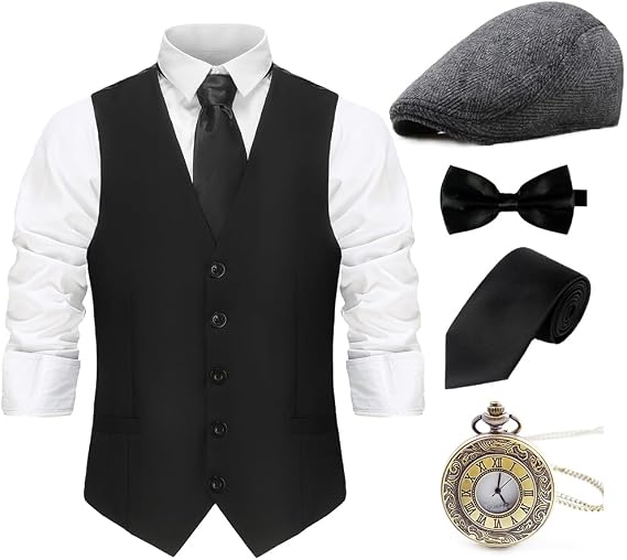 Gionforsy 1920s Mens Costume Gatsby Gangster Costume Accessories Set