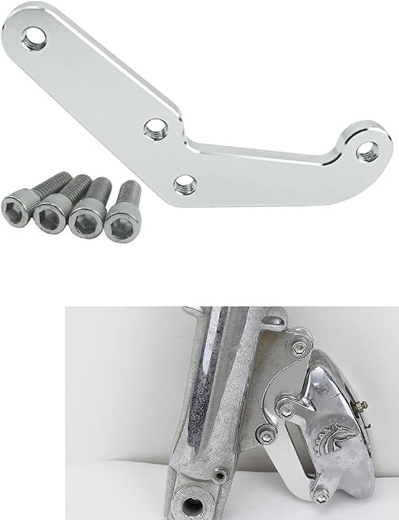 POWER JAMES Silver Front Brake Rotor Caliper Mount Bracket Adapter for Harley Davidson 125* 4R Piston PM Design 1984-1999