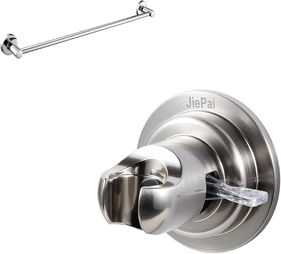 JiePai Suction Cup Shower Head Holder,18 Inch Bath Towel Bar Stainless Steel Towel Rack