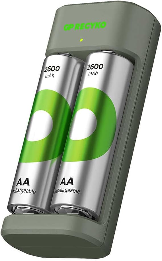 GP E221 USB Battery Charger Set with 2 2600mAh AA Pen Batteries