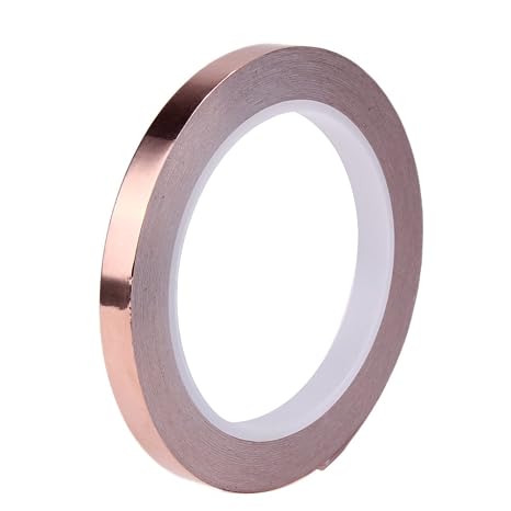 Copper Foil Tape (1/2-inch x 33 FT) with Double-Sided Conductive Adhesive for Guitar & EMI Shielding,Stained Glass Making,Electrical Repairs,Paper Circuits,Soldering,Grounding,DIY Copper Tape