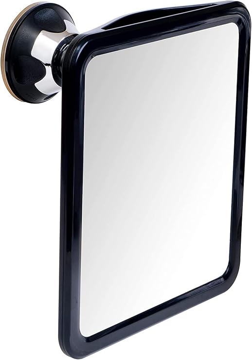MIRRORVANA Dual Anti Fog Shower Mirror for Shaving, 8" x 7" (Black)