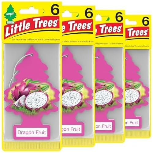 LITTLE TREES Air Fresheners Car Air Freshener. Hanging Tree Provides Long Lasting Scent for Auto or Home. Dragon Fruit, 24 Air Fresheners Pack of 6