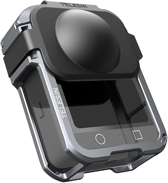 TELESIN DJI Osmo 360 için Kamera Kafesi, Alüminyum Koruyucu Kılıf+Osmo 360 için Soğuk Dişli Kaydırmalı Objektif İçin Çift Silikon Kapak, 1/4" Hızlı Çıkarılabilir Bağlantı