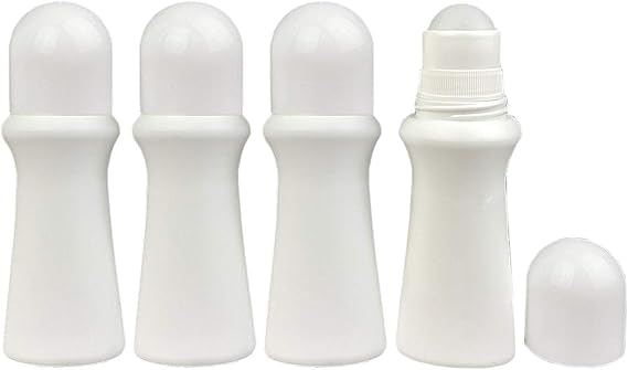 lasenersm 4 Pieces 2.53oz /75ml Empty Refillable Roll On Bottles Roller Bottle Plastic Rollerball Bottles Reusable Leak-Proof DIY Deodorant Containers for Essential Oil Perfumes Balms Thin-Waist Style