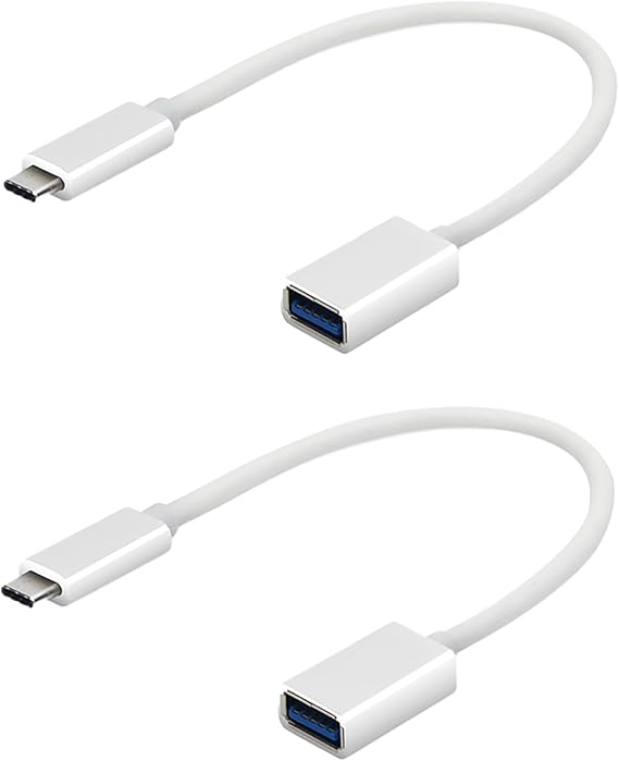 OTG USB-C 3.0 Adapter (2 Pack) Compatible with Tecno Pova 6 Neo 5G to Quick Multi-Use Functions to Backup, Keyboard, mice, Thumb Drives, Saves, More (White)
