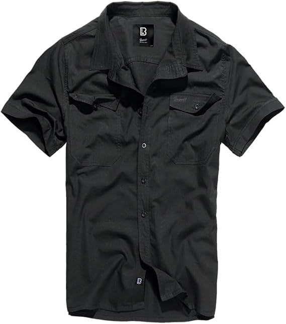 Brandit Individual Wear Men's Essential Cotton Breathable Casual Straight-Cut Button Down Short Sleeve Shirt w/Chest Pockets