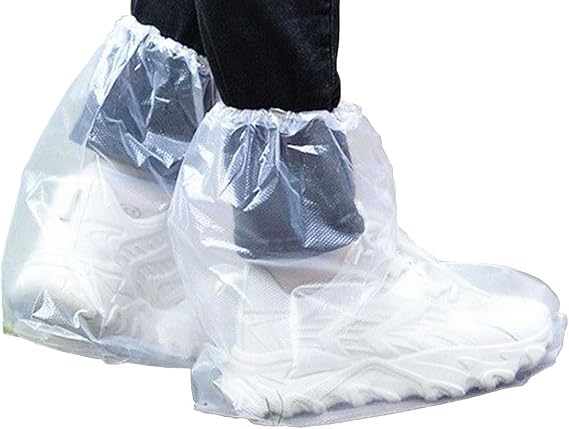 10Pairs Waterproof Shoe Covers for Rain, Non-Slip Disposable Overshoes | Thickened PE Plastic Boot Covers for Men Women, Lightweight Rain Protector for Outdoor Travel, Commuting, Dog Walking