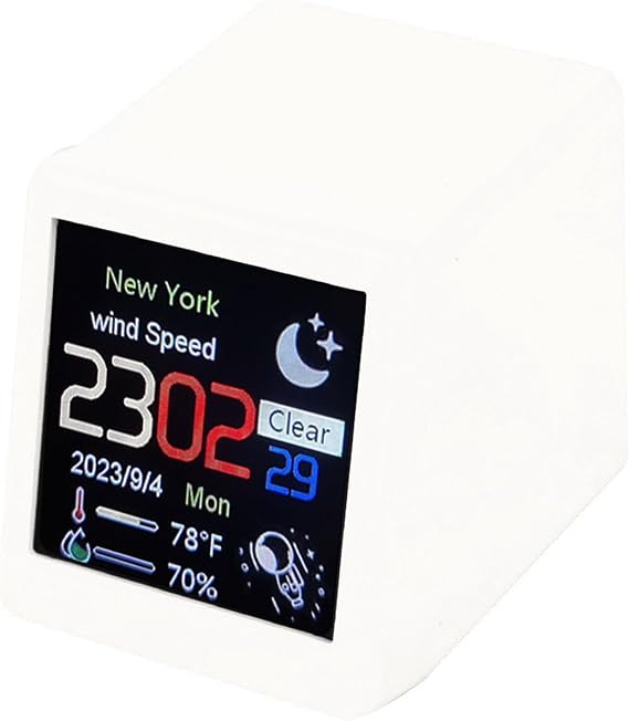 Smart WiFi Weather Station Clock Desktop Mini Clock with Weather, Time, Humidity and Temperature Displays