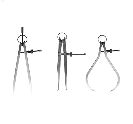 PEC Tools 8inch Spring Caliper Set, Solid Nut, Drafting Ruler Tool, Suitable for Woodworking, Metalworking, and Geometric Drawing