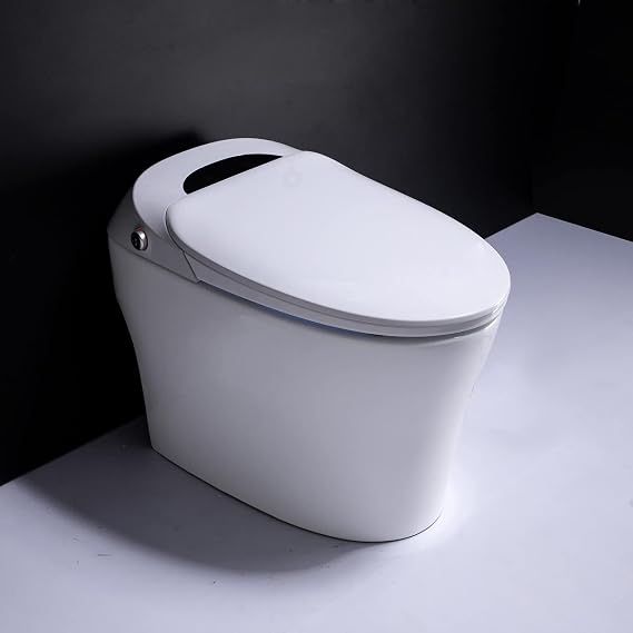 Smart One Piece Toilet With Remote Control, Tankless Bidet Toilet Auto Flush, Automatic Open & Close Lid, Foot Sensor Operation, Heated Seat, Warm Water, Dryer