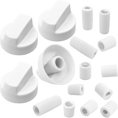 TOHAXPLS 4 Pack Universal Control Knobs Replacement with 12 Adapter Compatible OvenStoveRange Universal Knobs White - Please Focus on Matching knob D-Hole Size